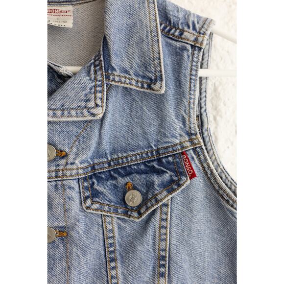 Vintage BONGO Denim Vest Women’s Medium Made in USA Button Front Jean Jacket - Picture 3 of 8